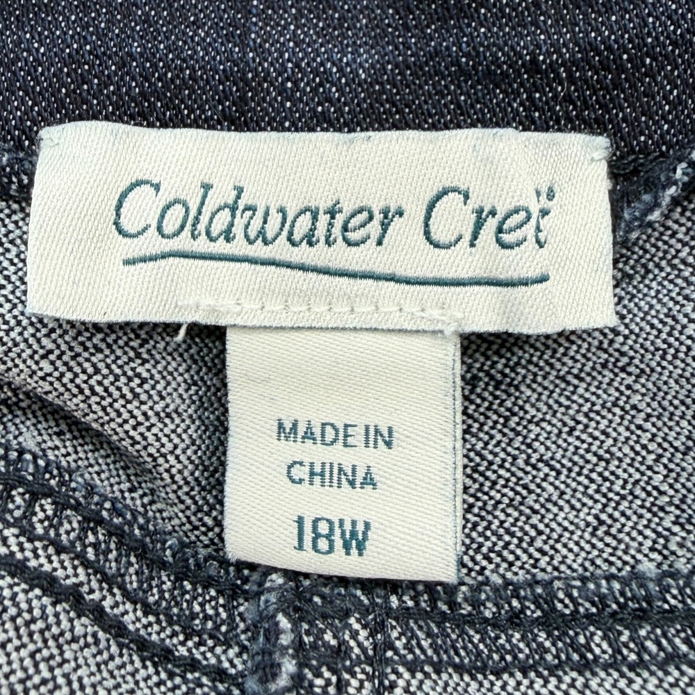 Coldwater Creek Womens Jeans 18W Denim Trouser Blue Stretch Pull On Wide Leg Leg - Picture 11 of 13